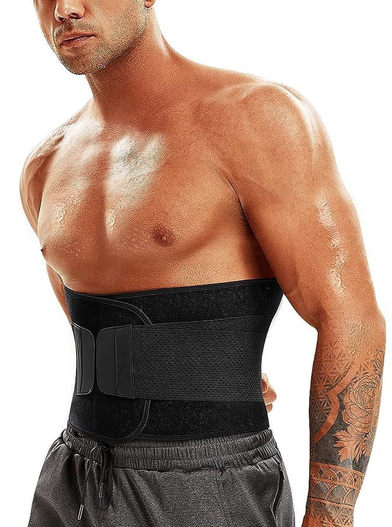 Junlan Men Waist Trainer Trimmer Tummy Control Shapewear Neoprene Sauna  Sweat Belt Slimming Body Shaper for Workout Fitness(Black, M）