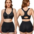 thumbnail image 1 of Junlan Women Post Surgery Bra Front Closure Sport Bra Removable Pads Wirefree(Black Small), 1 of 7