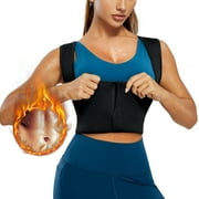Junlan Women Waist Trainer Vest Slim Corset Workout Sweat Tank Top Zipper Compression Shirt Sauna Suit Body Shaper(Black, 3XL)