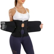 Junlan Womens Neoprene Waist Trimmer Cincher Belt for Workout Sweat Sport Girdle Slimming Body Shaper(Black X-Large)