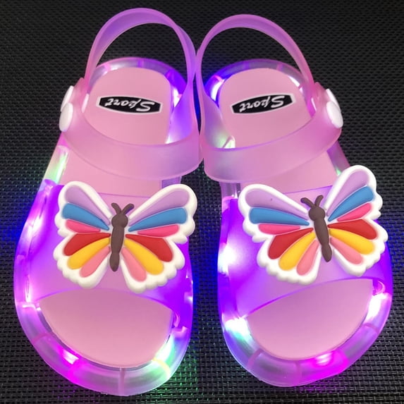 Junlike Children's Luminous Slippers Jelly Led Light Sandals Summer Princess Sandals