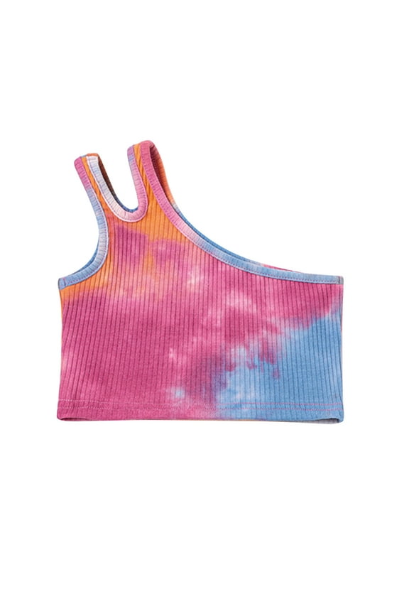 Cute Summer Tops for Girls Toddler Kids One Shoulder Crop Top for 1-6 Years