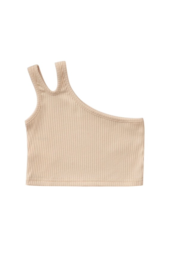 Cute Summer Tops for Girls Toddler Kids One Shoulder Crop Top for 1-6 Years