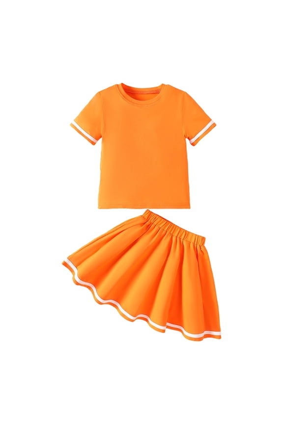 Girls Spring Clothes Girls Short Sleeve T-Shirt and Pleated Skirt for Small to Big Kids