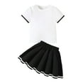thumbnail image 1 of Junlike Girls Spring Clothes Girls Short Sleeve T-Shirt and Pleated Skirt for Small to Big Kids, 1 of 8