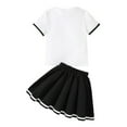 thumbnail image 1 of Junlike Girls Summer Outfits Baby Girl Short Sleeve T-Shirt and A-Line Pleated Skirt for Small to Big Kids, 1 of 8