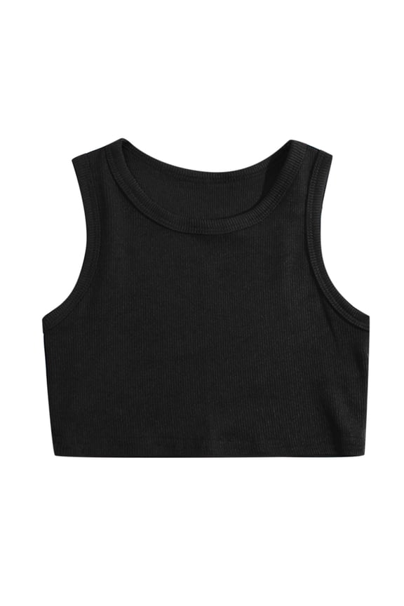 Girls Tops Kids Ribbed Sports Crop Top for 2-7 Years