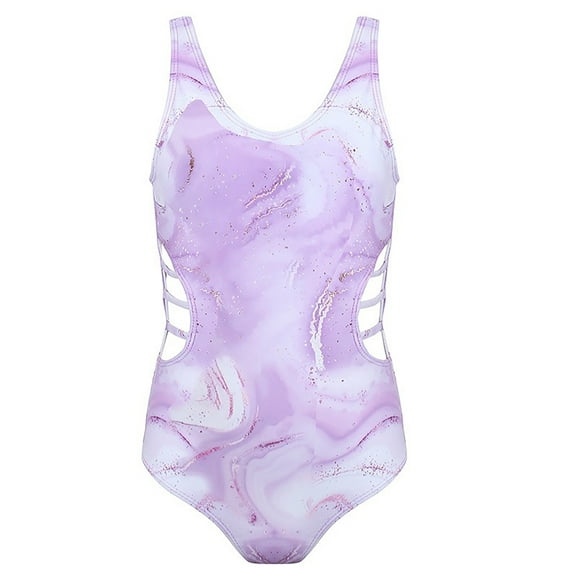 Junlike Junior Girls Swimsuits Surf Girls Solid Color Tie-Dyeing Beach Sport 1 Piece Personality Waist Hollowing Swimsuit Girls Swimsuit One Piece Teen Girl Bathing Suit