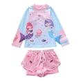 thumbnail image 1 of Junlike Swimsuits for Girls Toddler Children's Polychrome Swimsuit Girls Split Long Sleeve Beach Sports Net Boxer Shorts Swimsuit Small and Large Girls' Marine Pattern Swimsuit Girls' Rash Guard Sets, 1 of 8
