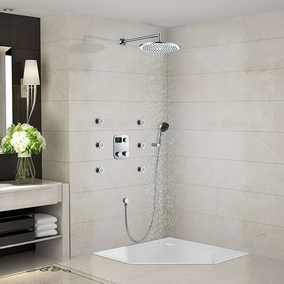 Juno 10" Thermostatic Digital Display shower system with hand shower Head Set