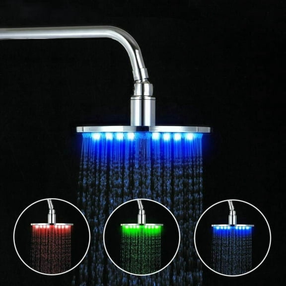 Juno 10 inch Big Rain Shower Head LED Shower Head Color Changing Round Shower Head