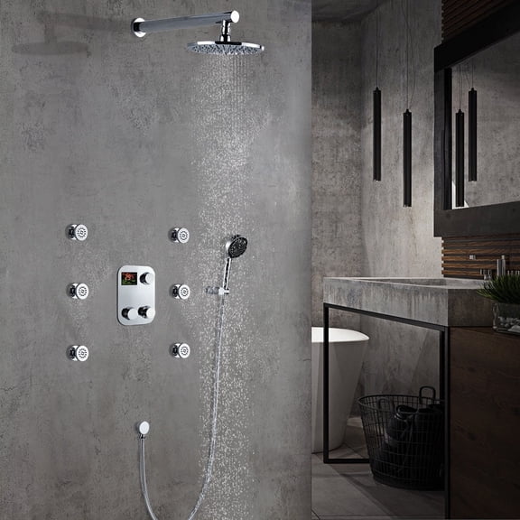 Juno 12" Rain Shower Head with Hand Held Shower Head Shower Set