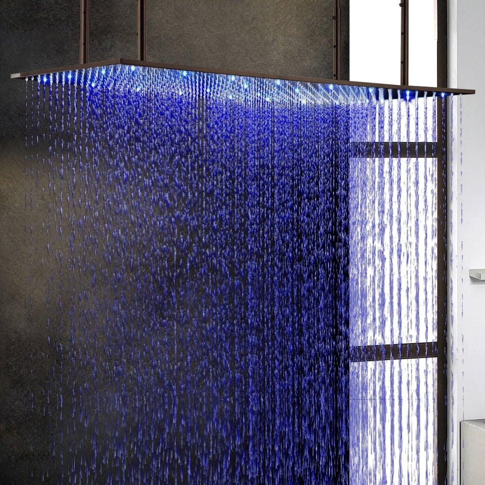 Juno 20" x 40" Oil Rubbed Bronze Rectangular Ceiling Mount LED Rain Shower Head