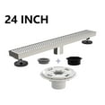 thumbnail image 1 of Juno 24 Inch Linear Rectangular Shower Drain In Brushed Nickel With Threaded Adapter, 1 of 1