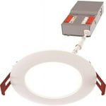 Juno LED Recessed Lights 4 Inch Round Baffle Wafer Downlight, 5-in-1 Switchable White Color Temperature, Adjustable Brightness, 120 Volts, 4-Inch Flat Trim, 1 Pack, Matte White