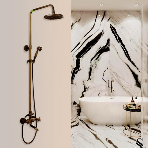 Juno Antique Bronze Shower Head Wall Mount Dual Control with Hand Held Shower