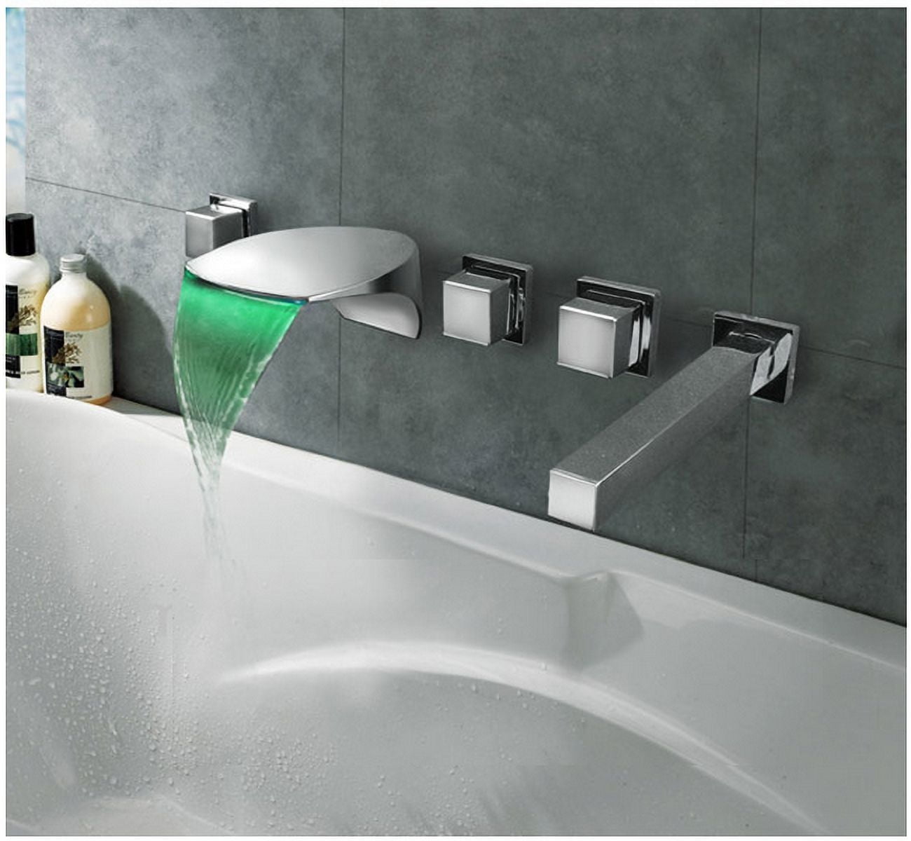Juno Bathtub Faucet Chrome Finish Brass LED