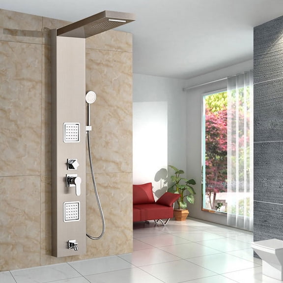 Juno Brass Brushed Nickel Stainless Steel Contemporary Bath Shower Faucets