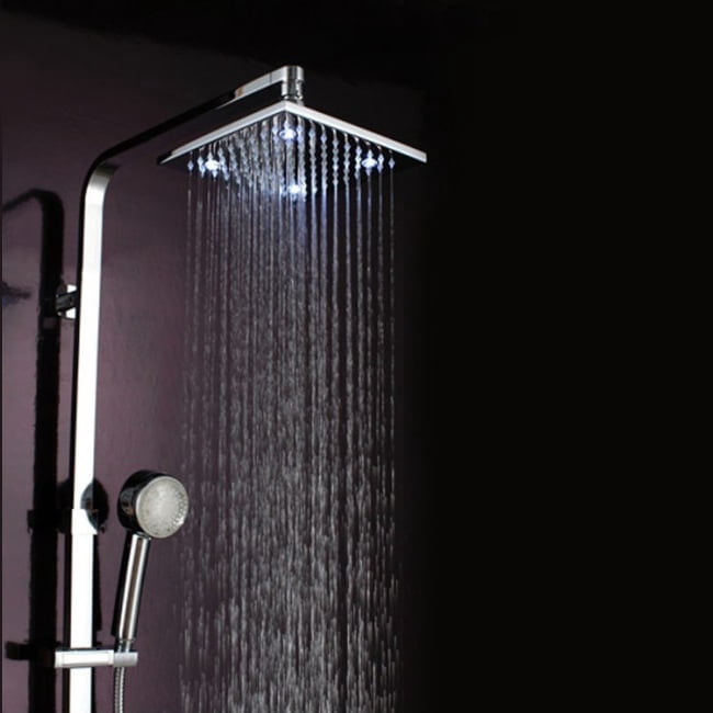 Juno Brass Finish LED Shower Set with LED Handheld Shower & Shower ...