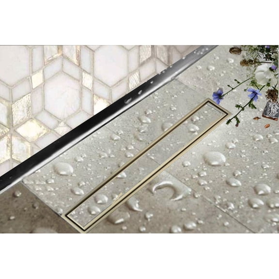 Juno Brushed Gold 12 inches Long Linear Concealed Floor Drain System
