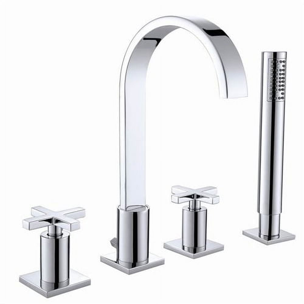 Juno Chrome Finish Double Handle Widespread Roman Bathtub Faucet