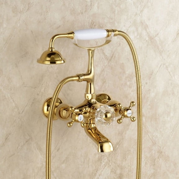 Juno Classic Brass Gold Bathroom Faucet Dual Handle Mixer Tap