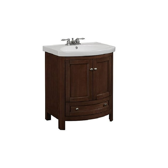 Juno Classic Style 24" Wide Brown Walnut Bathroom Vanity Set