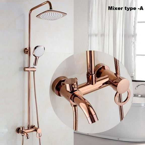 Juno Classy Rose Gold 8" Rainfall Shower Set With 3 Function Mixer Valve