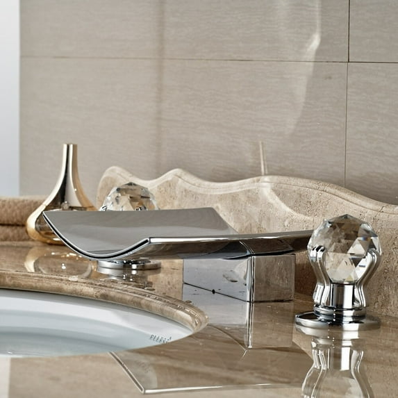 Juno Crystal Handle Luxury LED Waterfall Bathroom Sink Faucet