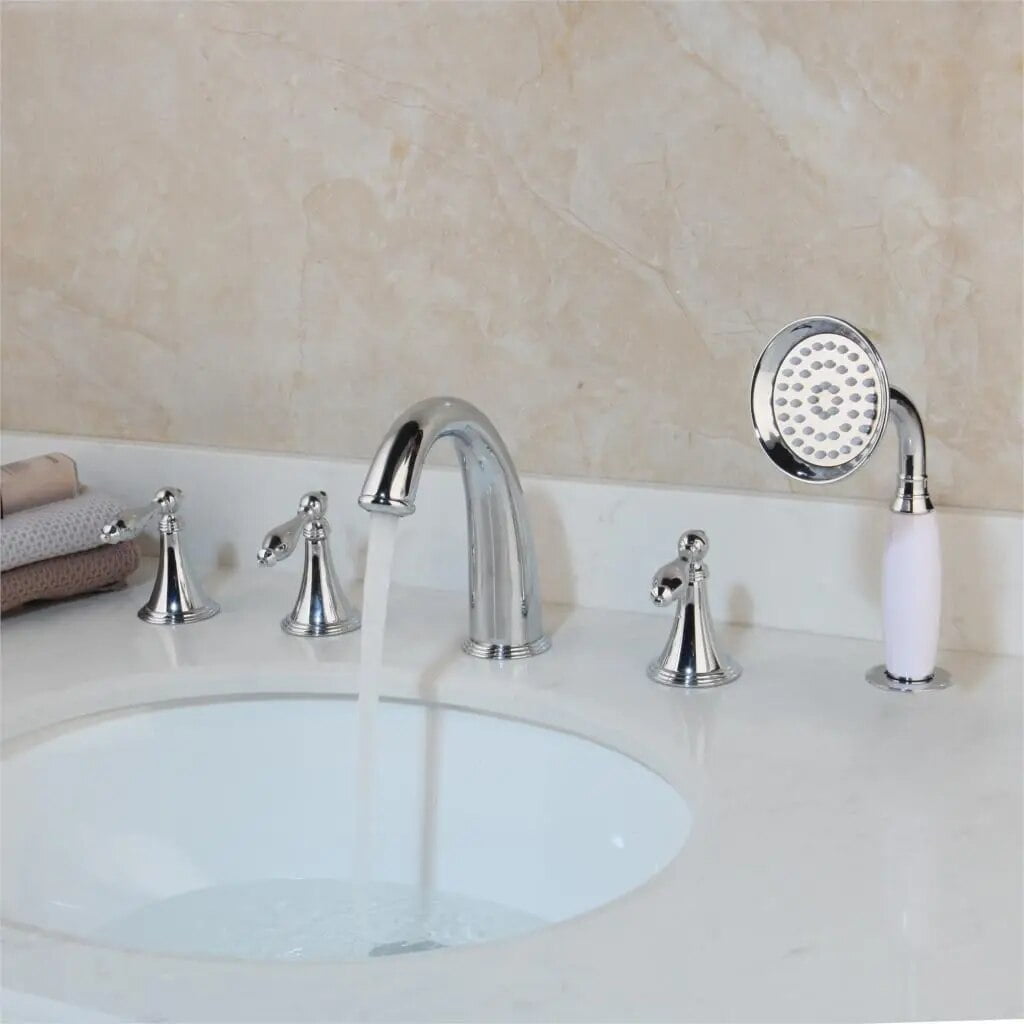 Juno Deck Mount 5 Hole Bathtub Faucets Set & Mixer Tap