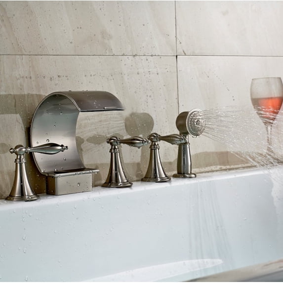 Juno Deck Mount Bathtub Faucet with Handheld Body Shower