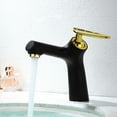 thumbnail image 1 of Juno Deck Mounted Black Gold Hot & Cold Brass Single Handle Leaf Bathroom Faucet, 1 of 1