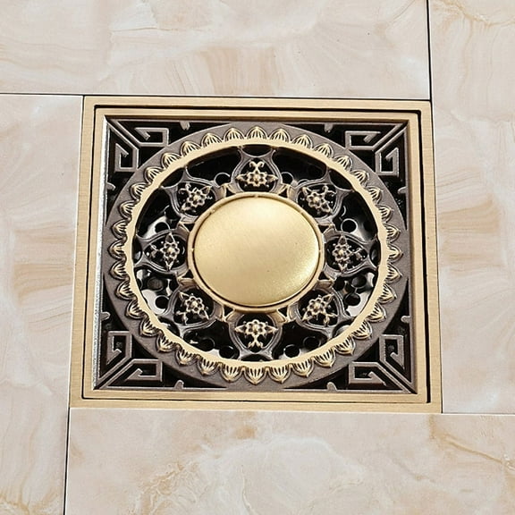 Juno Decorative Shower Drains Antique Brass Bathroom Shower Drainer