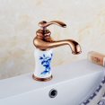 thumbnail image 1 of Juno Denver Deck Mount Single Handle Rose Golden Color White Paint Bathroom Basin Sink Faucet, 1 of 1