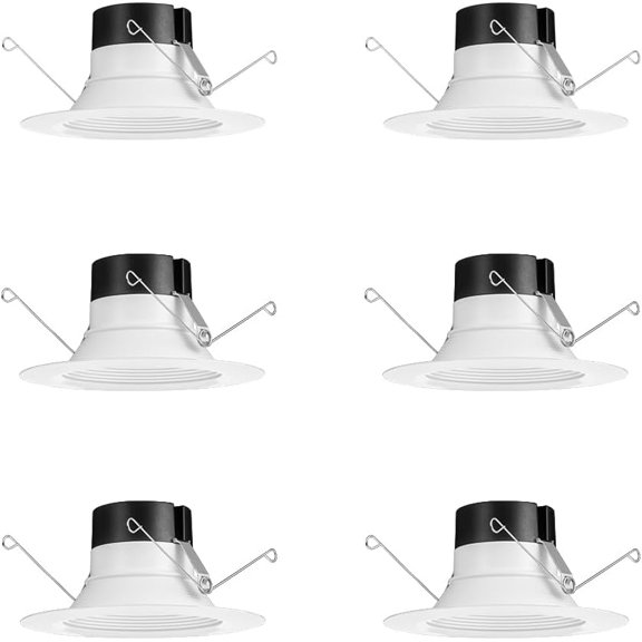 Juno E Series 5"/6" LED Ceiling Light, Baffle Trim Recessed Lighting with 5-in-1 Switchable White Color, 1200 Lumens for High Ceilings, Wet Rated LED Downlight, Dimmable, White, 6-Pack