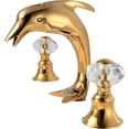 thumbnail image 1 of Juno Gold Dolphin Dual Crystal Handle Deck Mount Bathroom Faucet, 1 of 1