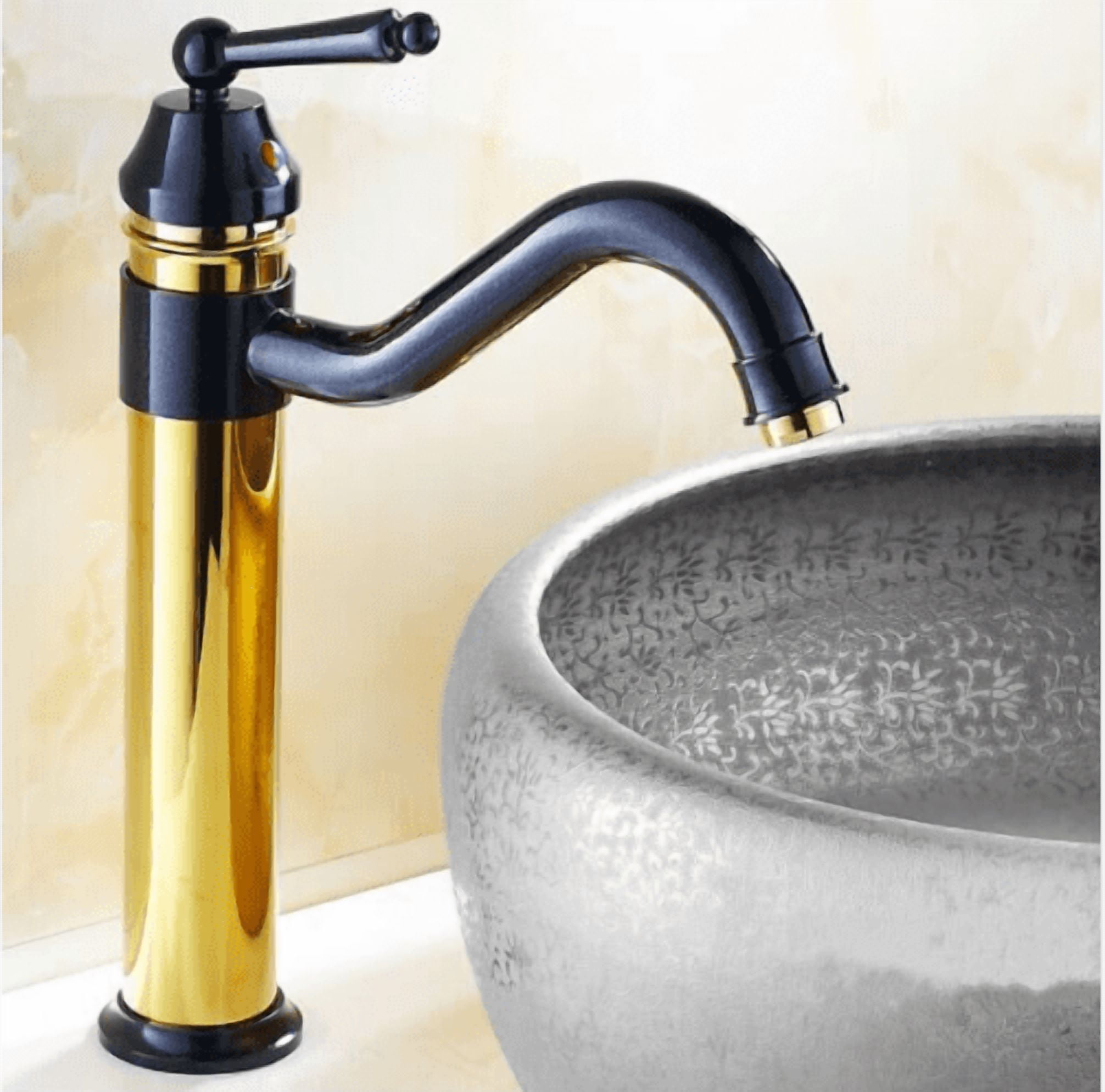 Juno Golden Black White Polished Hot & Cold Bathtub Water Faucet