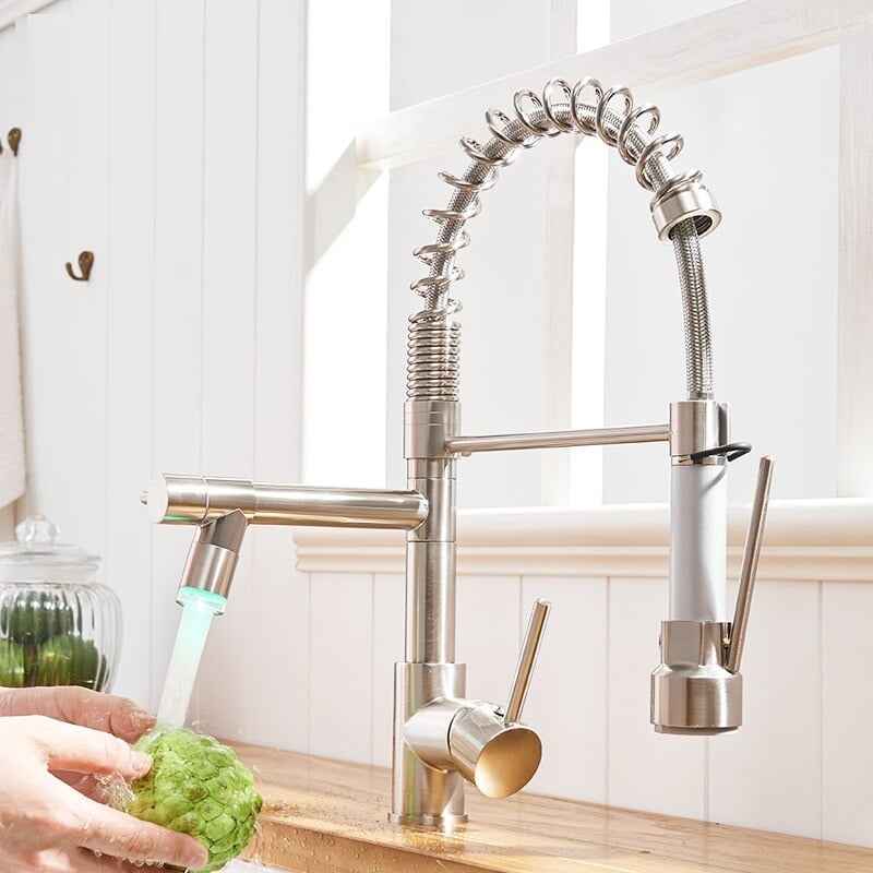 Juno High Quality Brass Rotating LED Hot & Cold Kitchen Sink Faucet