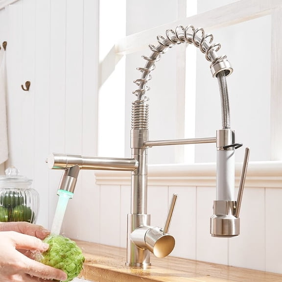 Juno High Quality Brass Rotating LED Hot & Cold Kitchen Sink Faucet