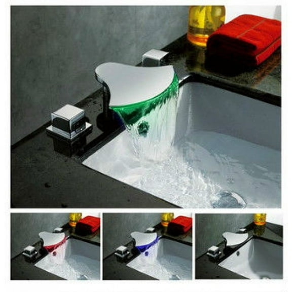 Juno Hot and Cold Water Mixer Bathroom Faucet with LED Color Changing Light