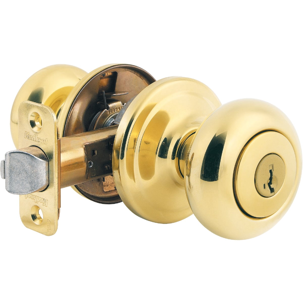 Juno Keyed Entry Door Knob, Polished Brass - New