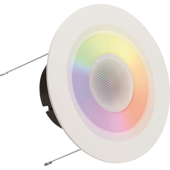 Juno 6 Inch Smart Recessed Light Speaker, Bluetooth, Alexa, Google Home Compatible, RGBW Speaker Downlight, Dynamic Color Red Green Blue White, Matte White (J6SLC RGBW MW M6)