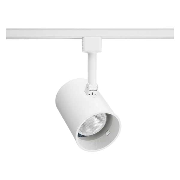 White Steel Cylinder Track Lighting Head with On-Off Switch
