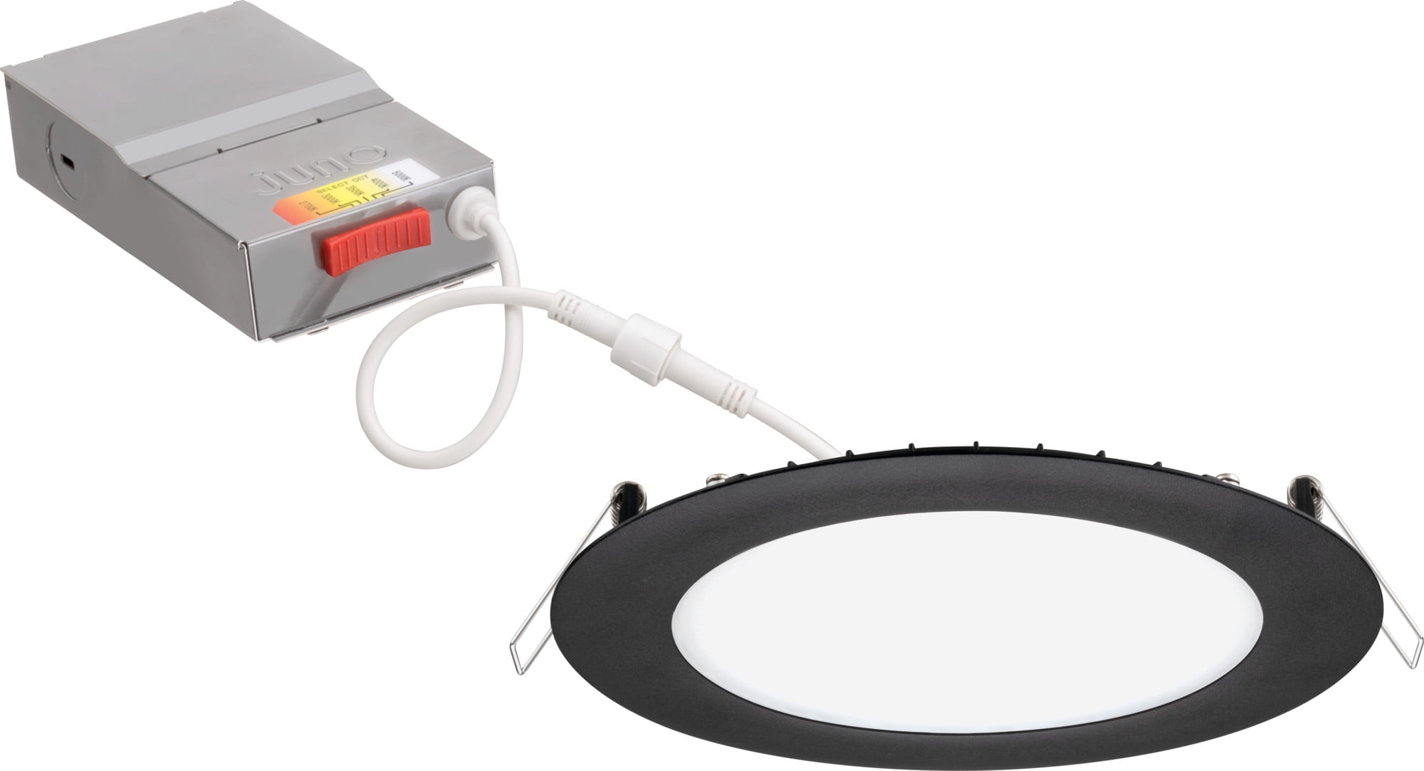 Wafer 6-Inch Matte Black LED Downlight with Switchable White Technology