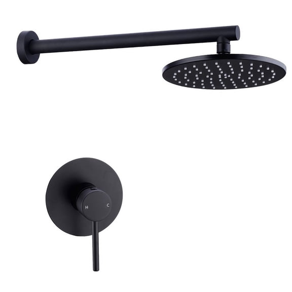 Juno Luxury Round Black Wall Mount Bathroom Shower