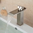 thumbnail image 1 of Juno Michigan LED Light Brushed Nickel Single Handle Waterfall Bathroom Basin Vanity Sink Faucet, 1 of 1