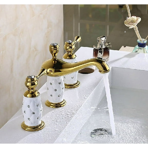 Juno Missa Series 3 Holes Bathroom Sink Faucet in Gold Finish