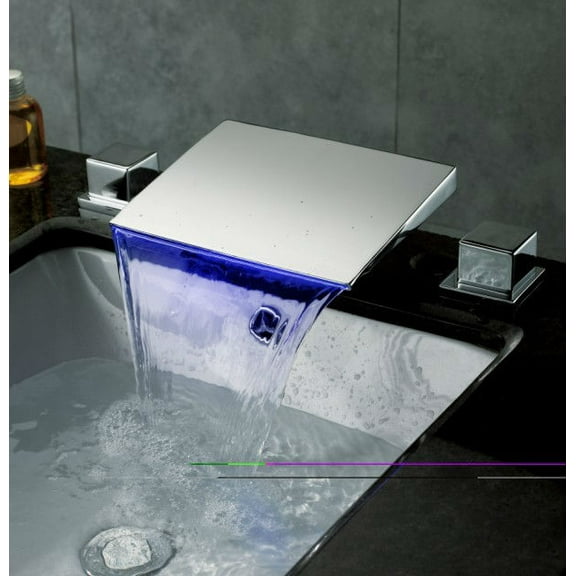 Juno Modern Deck Mounted Dual Handle LED Bathroom Sink Faucet