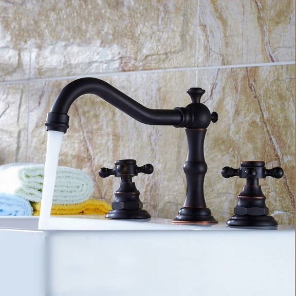 Juno Oil Rubbed Bronze Bathroom Sink Faucet with Double Tap Mixer