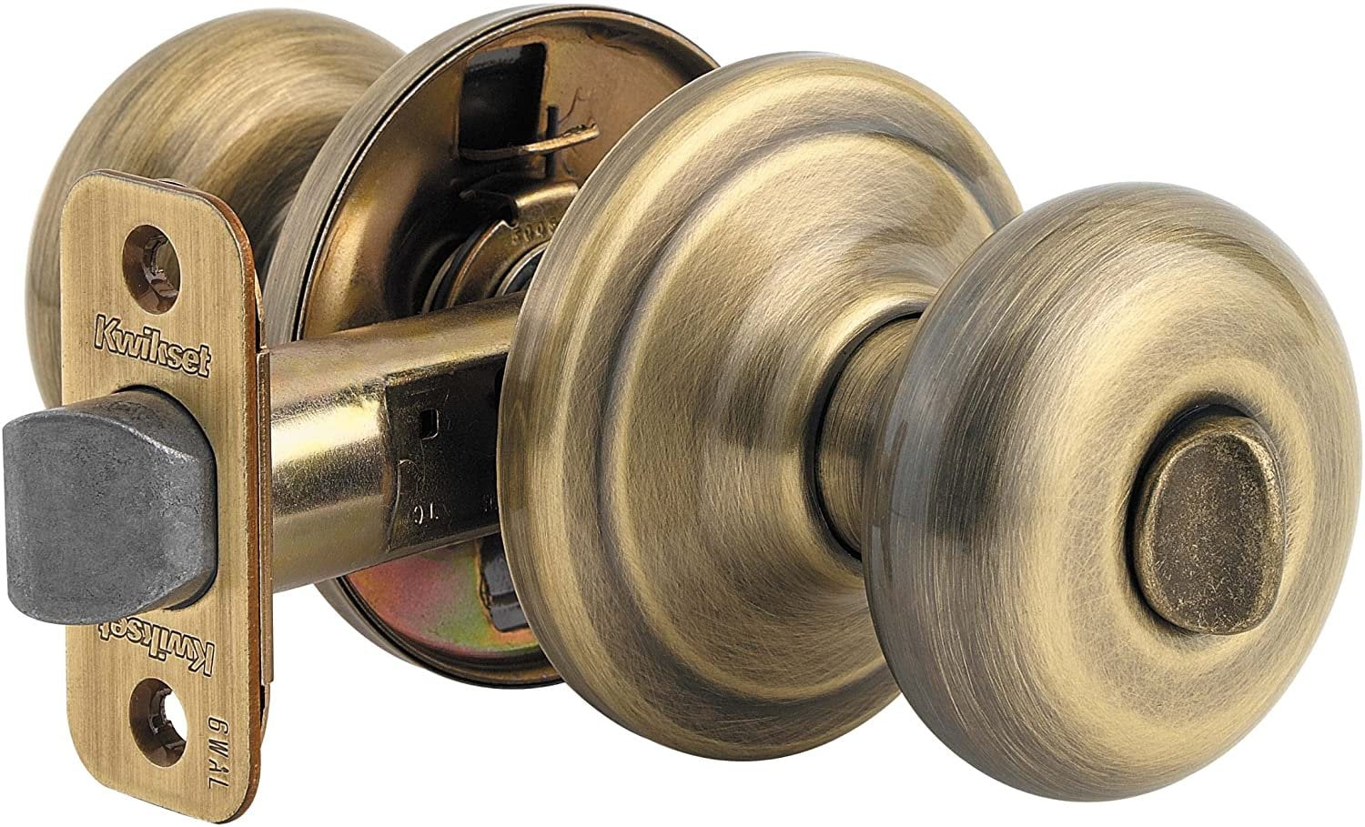 Kwikset Juno Privacy Door Knob Antique Style - Key Lock - Brass Finish — Residential Use, Standard Application